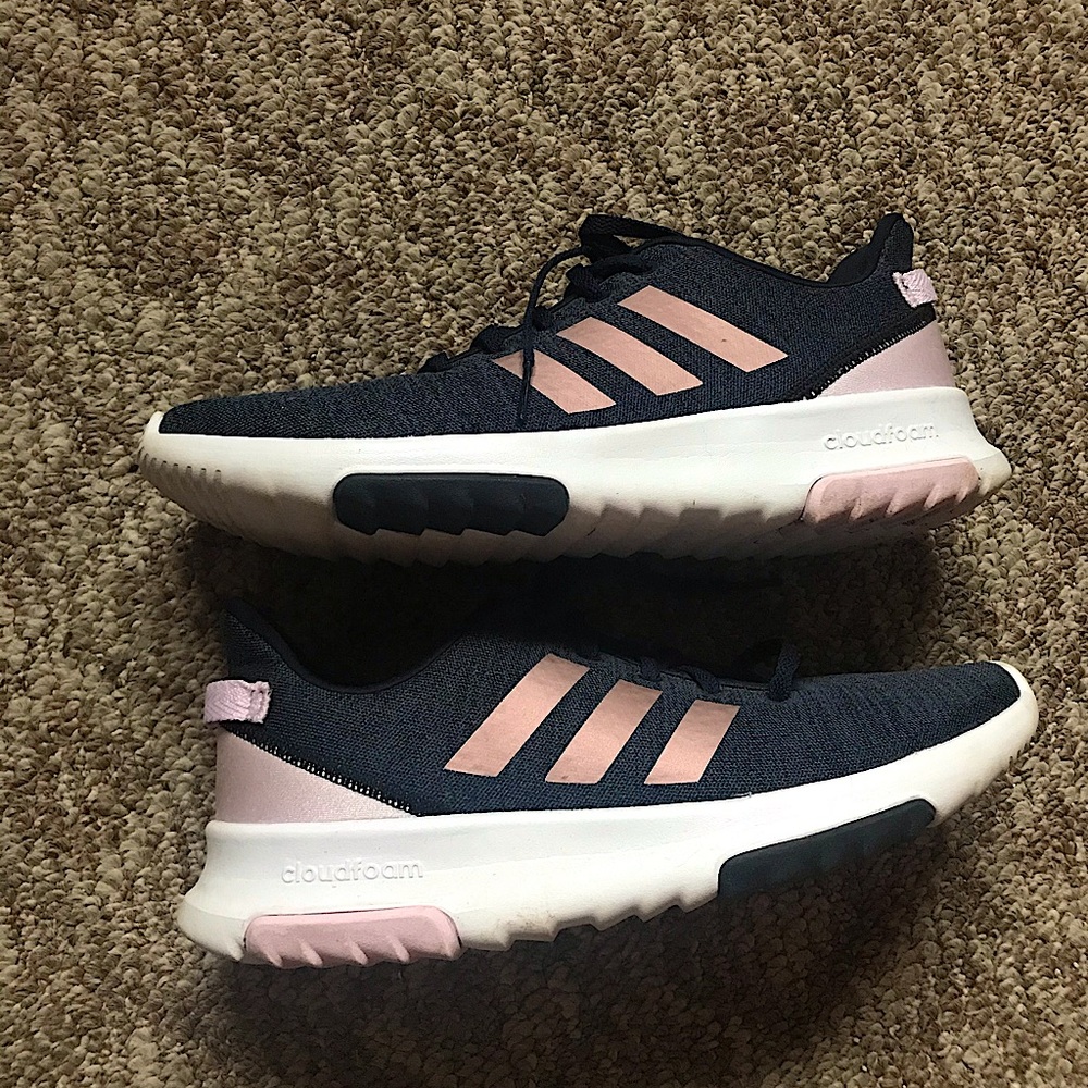 Navy Blue, Rose Gold Cloud Foam Adidas Sneakers